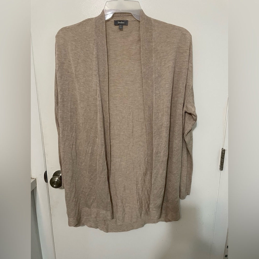Neiman Marcus Women’s khaki open front Long sleeve Cardigan sweater C1117O4NM Lg
